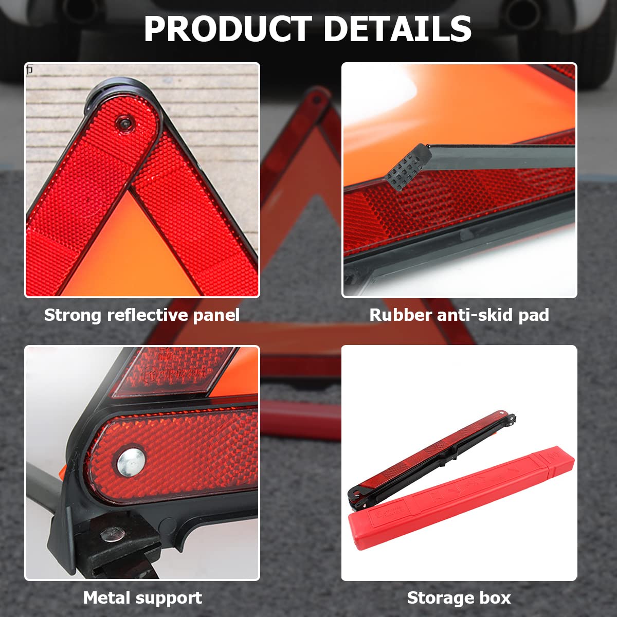 Foldable Reflective Warning Triangles for Cars - Emergency Road Safety Kit for Vehicle Breakdown & Slow Moving Vehicles | Ideal for Roadside Emergencies, Truck Safety & Hazard Visibility
