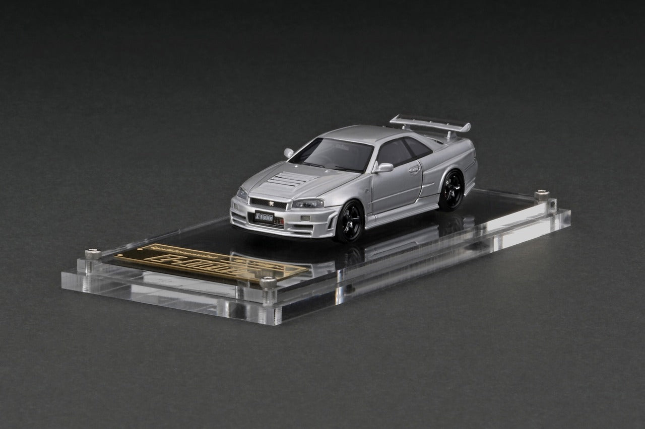1:64 Scale Nissan Skyline GT-R R34 NISMO Z-Tune Silver Diecast Model Car - Collectible Toy for Display, Racing Enthusiasts & Japanese Car Fans