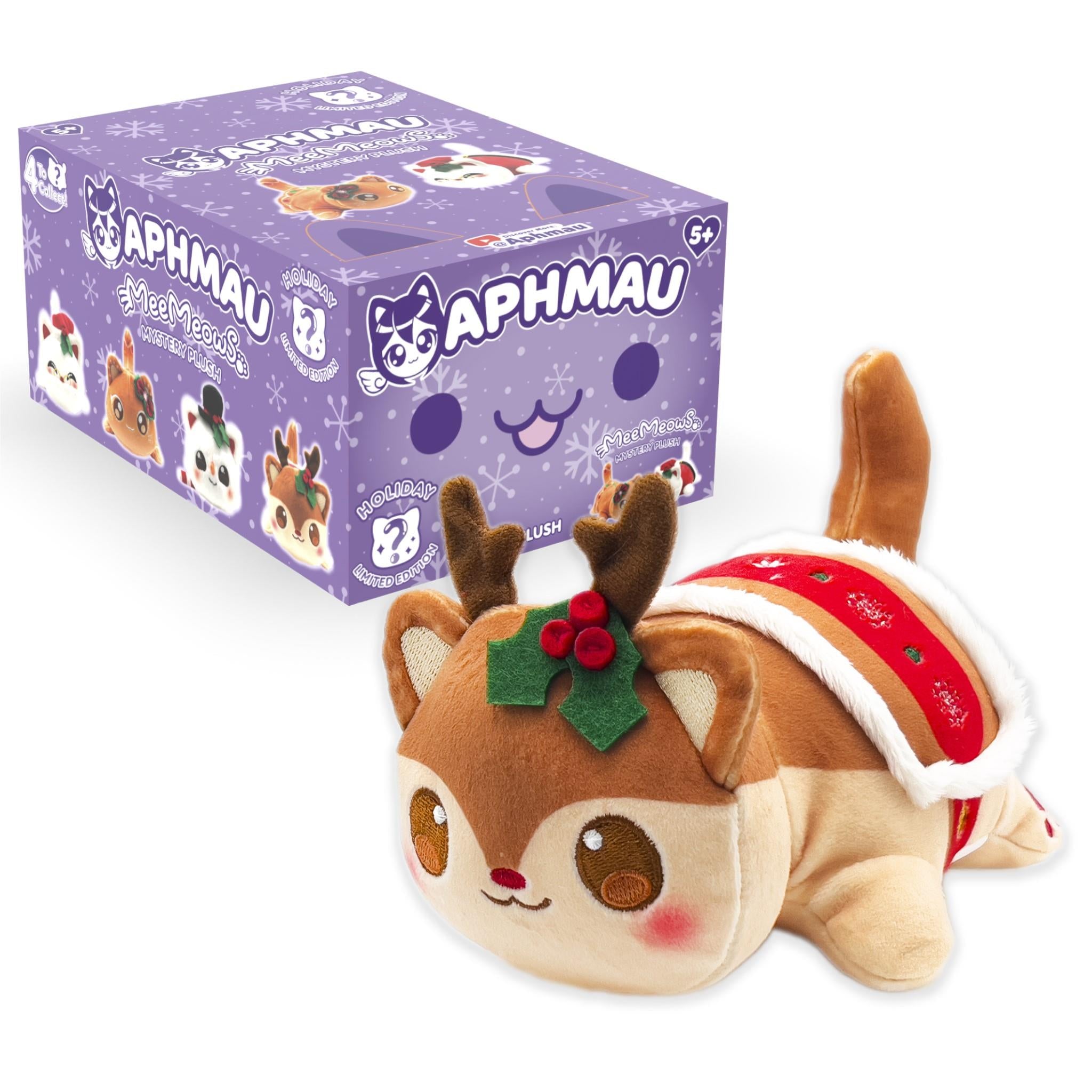 Aphmau MeeMeows 6-Piece Christmas Mystery Blind Box Collection - Cute Cat Plush Toys for Kids, Gift Exchange & Holiday Decorations