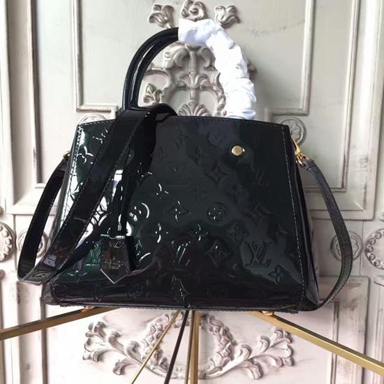 Authentic Louis Vuitton Montaigne BB Monogram Vernis Tote Bag in Black | Luxury Designer Handbag for Women | Perfect for Work, Travel & Everyday Use