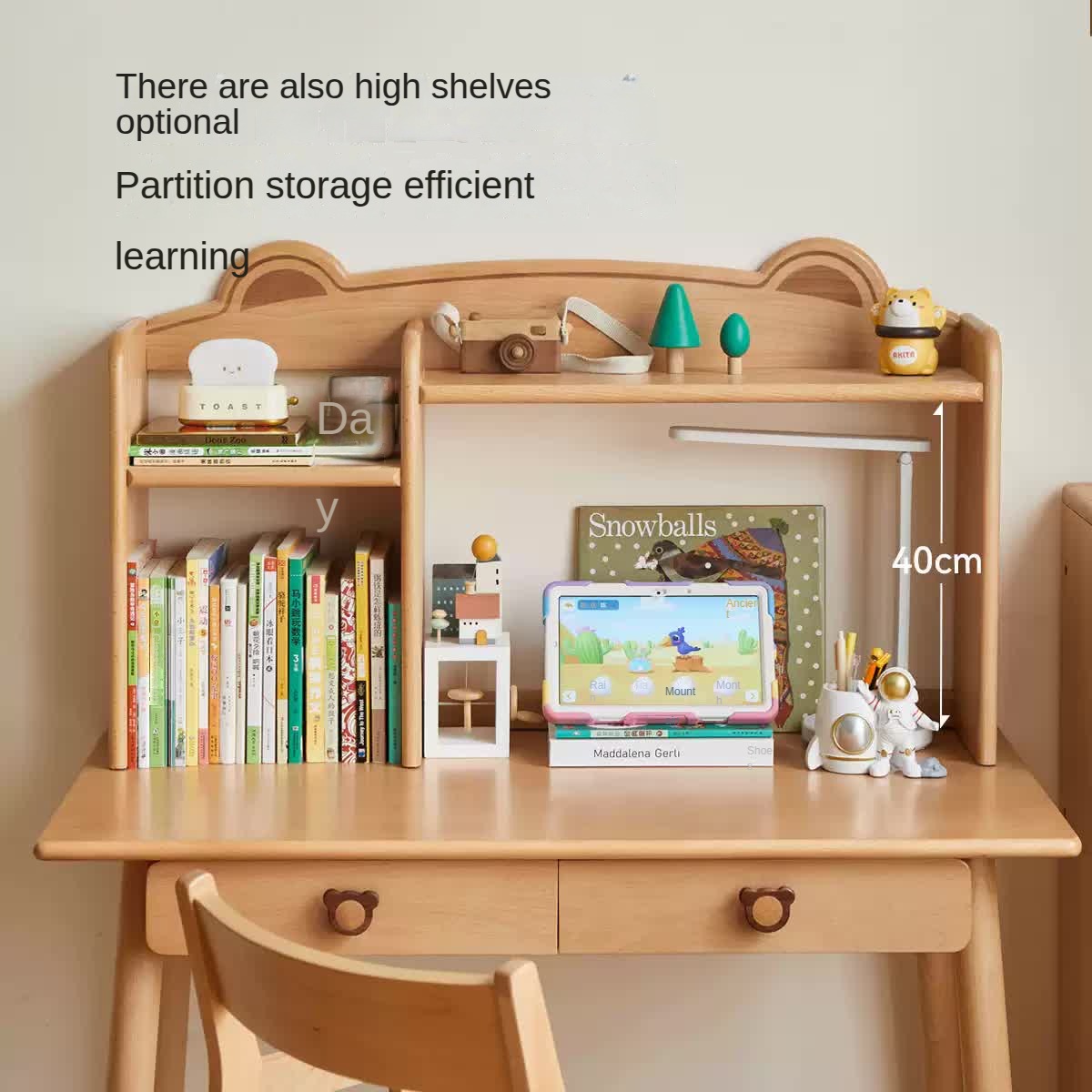 Solid Wood Kids Study Desk - Beech & Oak Wooden Children's Writing Table for Homework & Drawing | Perfect for Bedroom, Homeschool & Classroom Use
