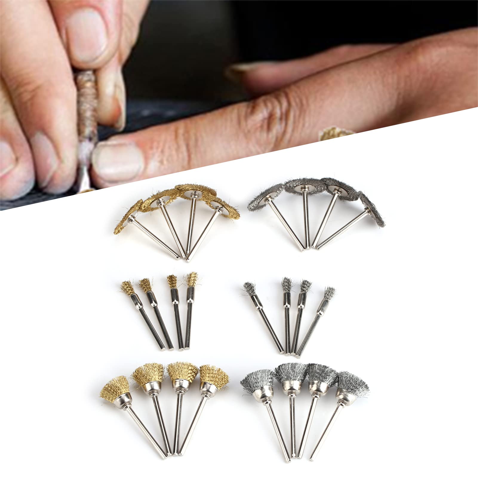 24pcs Stainless Steel Polishing Brush Set - Wire Wheel Brush & Grinding Wheel for Drill, Rotary Tool & Angle Grinder - Perfect for Metal Polishing, Rust Removal & Surface Cleaning (DIY, Automotive, Metalworking)
