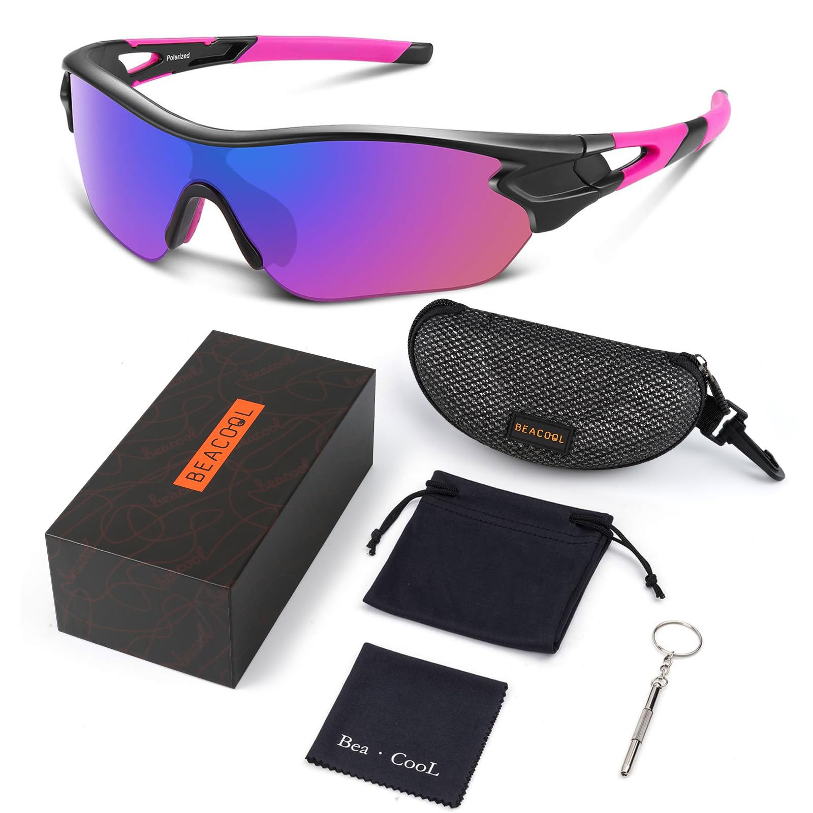 BEACOOL Polarized Sports Sunglasses for Men & Women - UV Protection, Lightweight & Shatterproof - Perfect for Running, Cycling, Hiking & Outdoor Activities