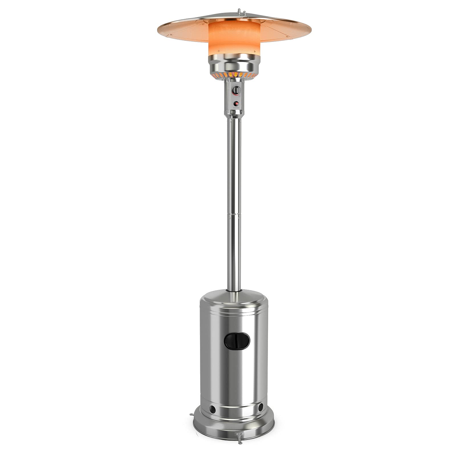COSTWAY 50,000 BTU Outdoor Propane Patio Heater with Stainless Steel Burner & Wheels | Triple Protection System | Portable Standing Heater for Porch, Deck, Backyard, Restaurant & Commercial Use | Perfect for Outdoor Dining, Garden Parties & Patio Heating