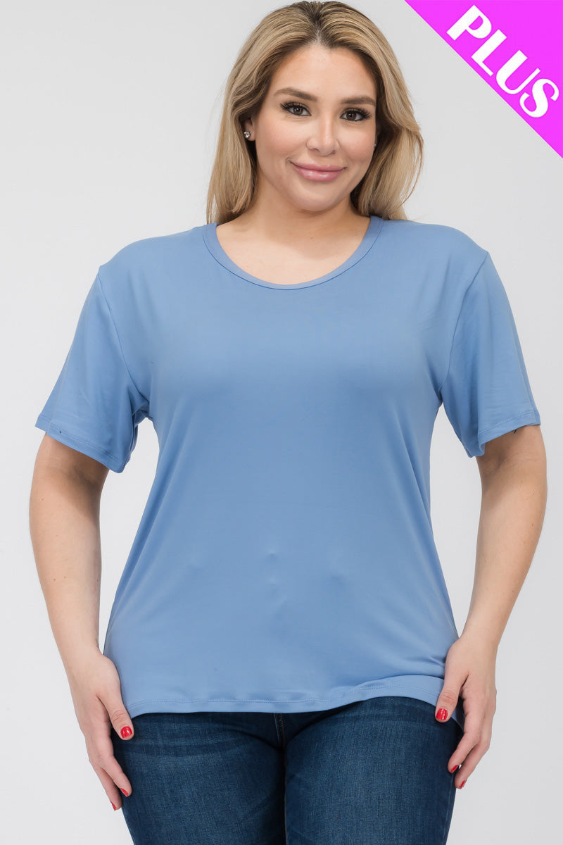 Plus Size Basic Short Sleeve T-Shirt for Women - Comfortable Cotton Casual Tee for Everyday Wear | Perfect for Work, Lounge & Summer Outfits