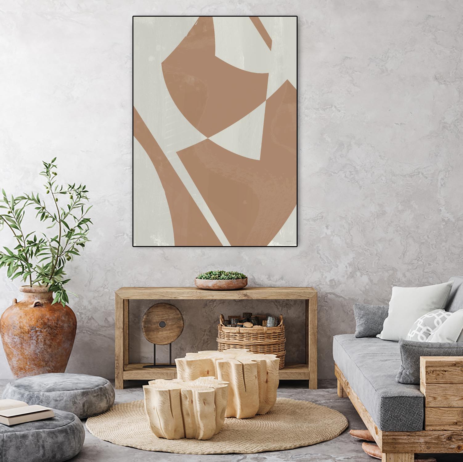 Abstract Beige Machine Wall Art - Modern Home Decor for Living Room, Bedroom & Office