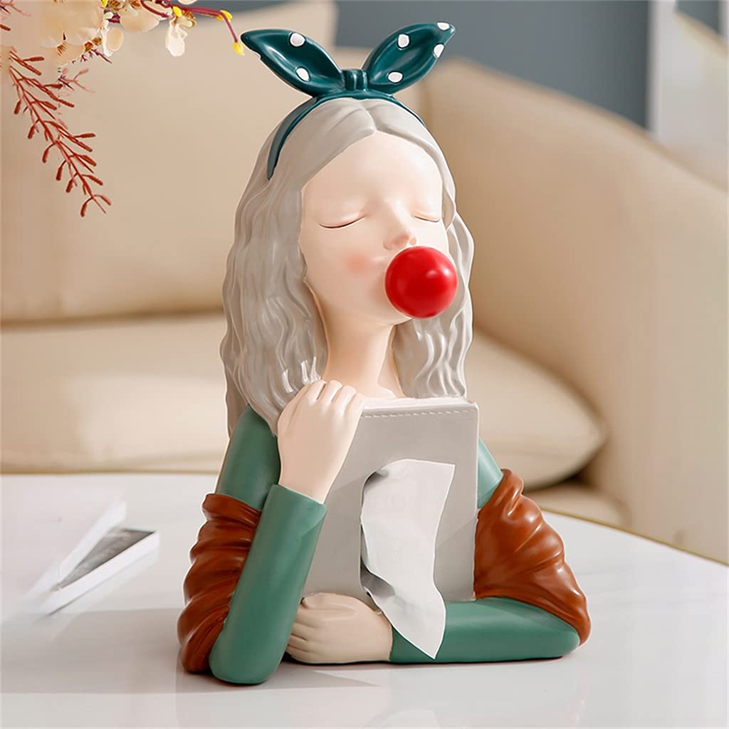 LLLY Creative Cartoon Tissue Box Cover - Modern European Style Painted Bubble Girl Decor for Living Room, Bedroom, Office | Paper Towel Holder Organizer (Color A) | Perfect Home Decor Gift Idea