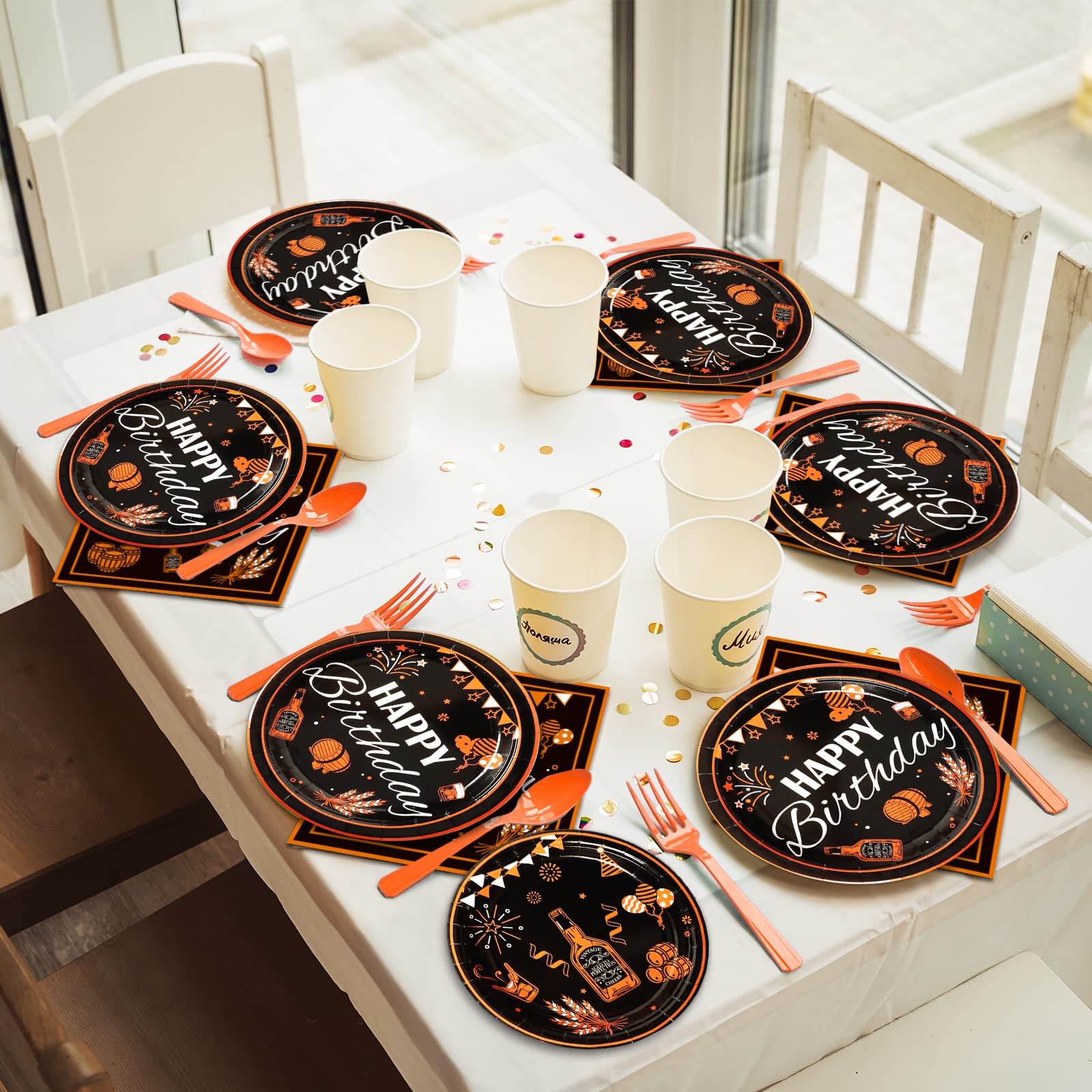 96-Piece Black & Gold Cheer Theme Birthday Party Supplies Set - Plates, Napkins & Tableware for 24 Guests | Perfect for Birthday Parties, Baby Showers & Special Celebrations | Elegant Party Decorations & Favors