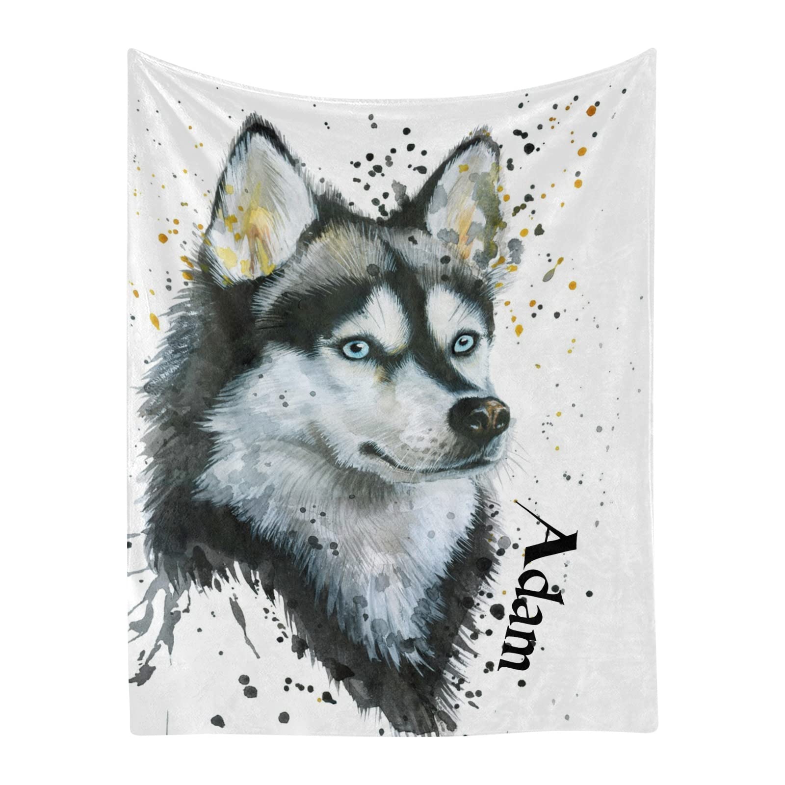 Custom Husky Dog Fleece Blanket with Name - Soft & Cozy 50x60 Inch Personalized Throw for Couch, Bed, Travel, Camping - Perfect Gift for Dog Lovers & Pet Owners (Home Decor, Birthday Present, Winter Snuggling)