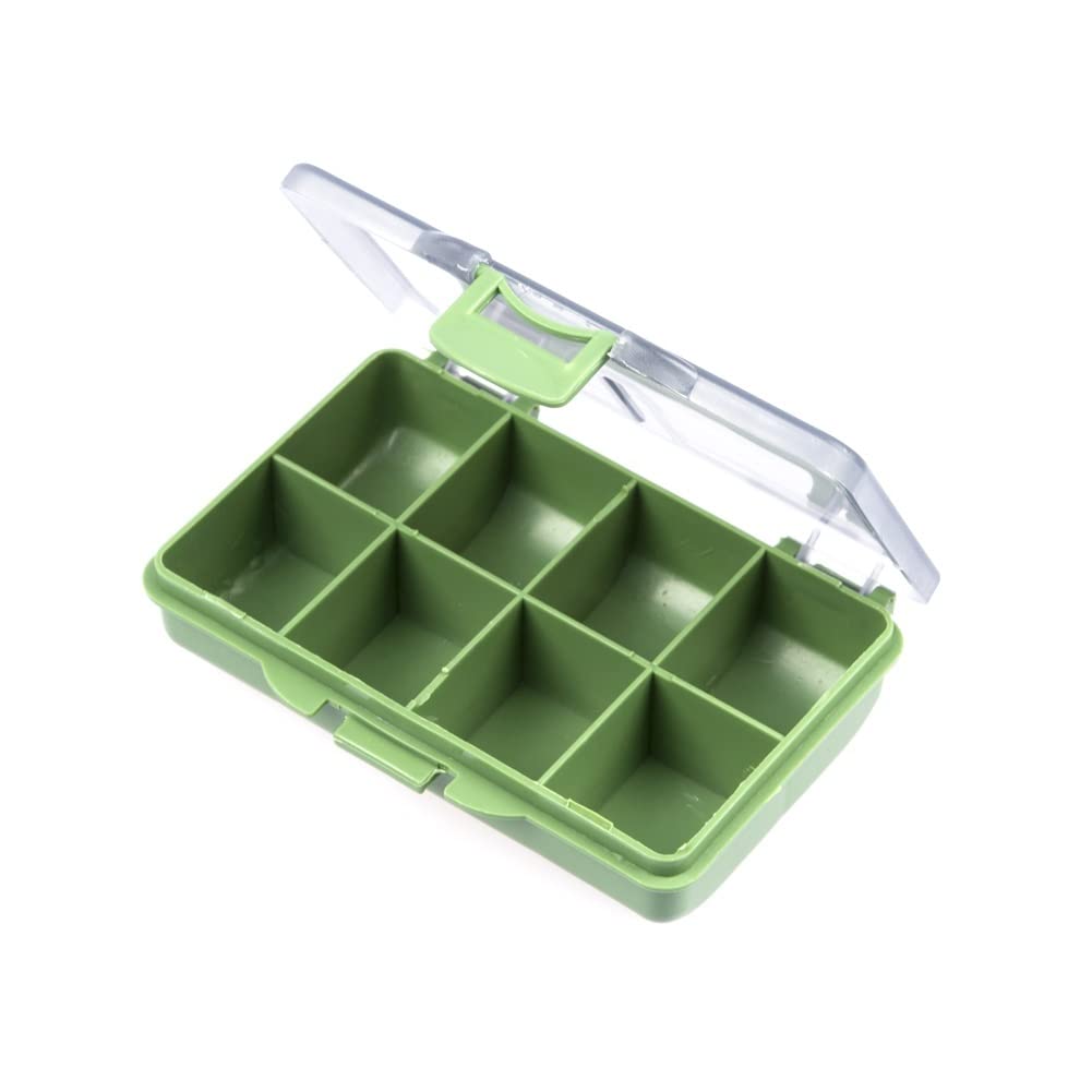 Portable Fishing Tackle Box - 8 Grid Plastic Storage Organizer for Fishing Lures, Bait & Hooks | Compact Fishing Gear Container for Bass, Trout & Saltwater Fishing | Ideal for Camping, Boat Trips & Outdoor Adventures