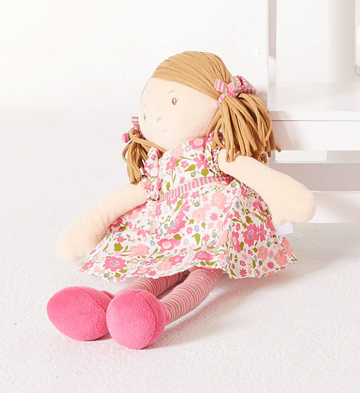 Bonnika Fran Dames Rag Doll with Light Brown Hair - Tikiri Handmade Soft Cloth Doll for Girls | Perfect for Playtime, Nursery Decor & Gift Giving
