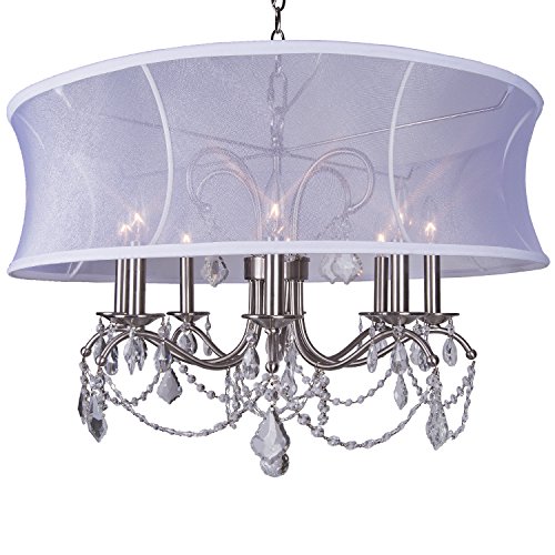 Livex Lighting 6308-91 Newcastle 5-Light Chandelier in Brushed Nickel Finish - Elegant Dining Room & Bedroom Ceiling Light Fixture for Modern Home Decor