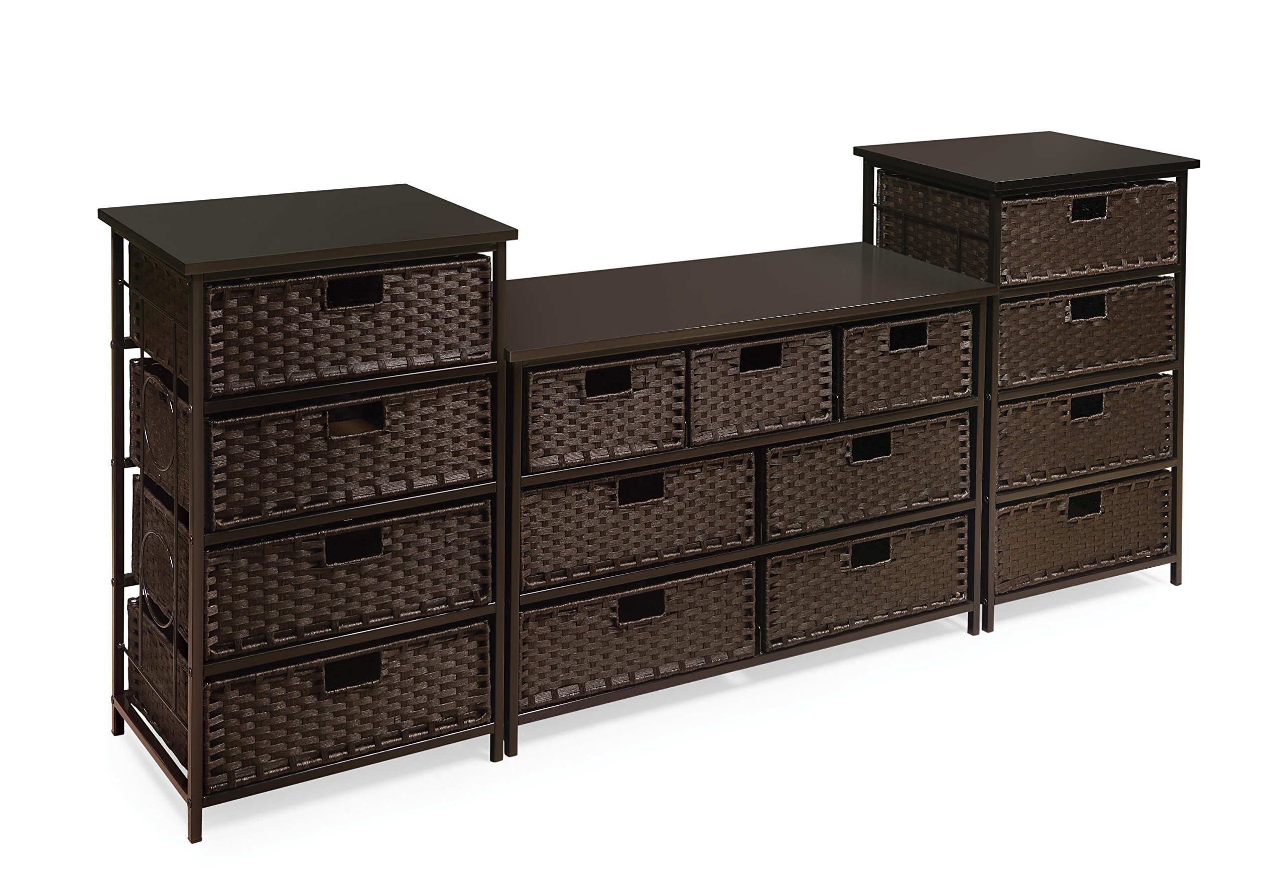 Badger Basket August Collection 7-Drawer Woven Toy Storage Organizer - Espresso Finish | Kids Room Organization, Nursery Storage & Playroom Decor