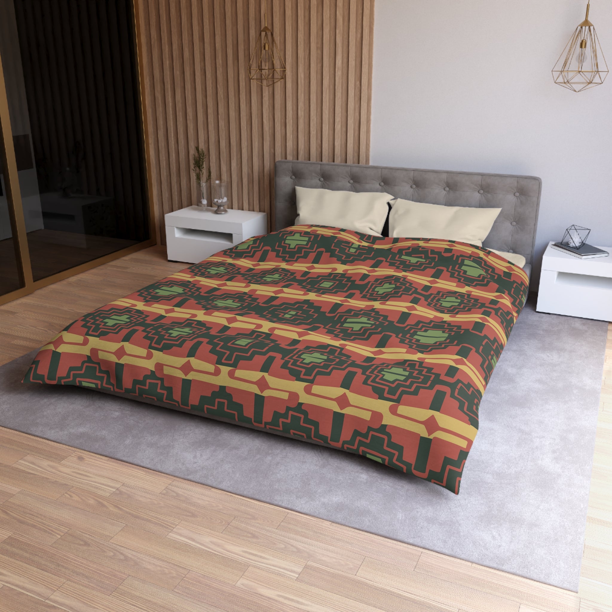 Soft Microfiber Duvet Cover Set - Southwestern Dune Pattern - Queen Size Bedding for Cozy Home & Hotel Use