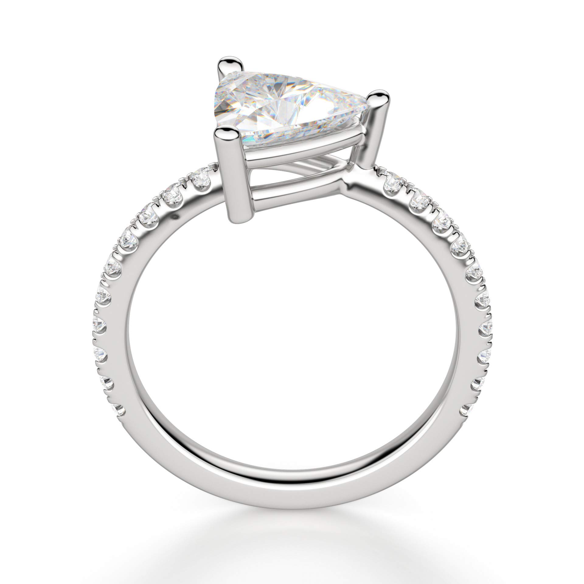 4.00CT Trillion Cut Colorless Moissanite Engagement Ring - 925 Sterling Silver Wedding Promise Ring - East West Accented Basket Setting - Perfect Gift for Anniversaries, Proposals & Special Occasions