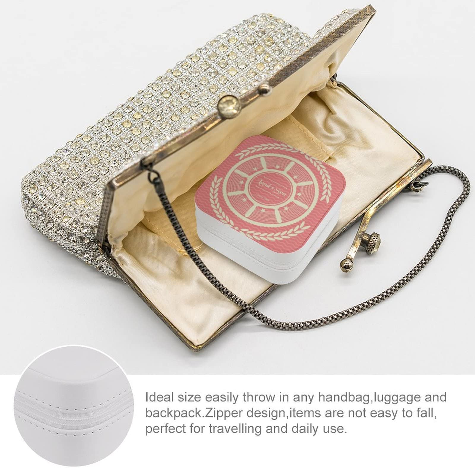 Elegant Pink Jewelry Box - Portable Travel Organizer for Rings, Earrings & Necklaces | Perfect Gift for Women & Girls | Compact Display Storage Case for Home, Travel & Gifting