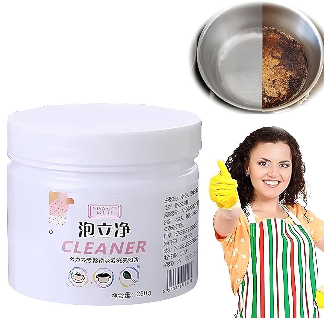 KLEVA All Kitchen Active Oxygen Cleaner Powder - Multi-Purpose Stain, Oil & Grease Remover for Kitchen, Utensils & Sanitary Areas | Rust Cleaner | 250g | Perfect for Deep Cleaning Stoves, Sinks & Cookware