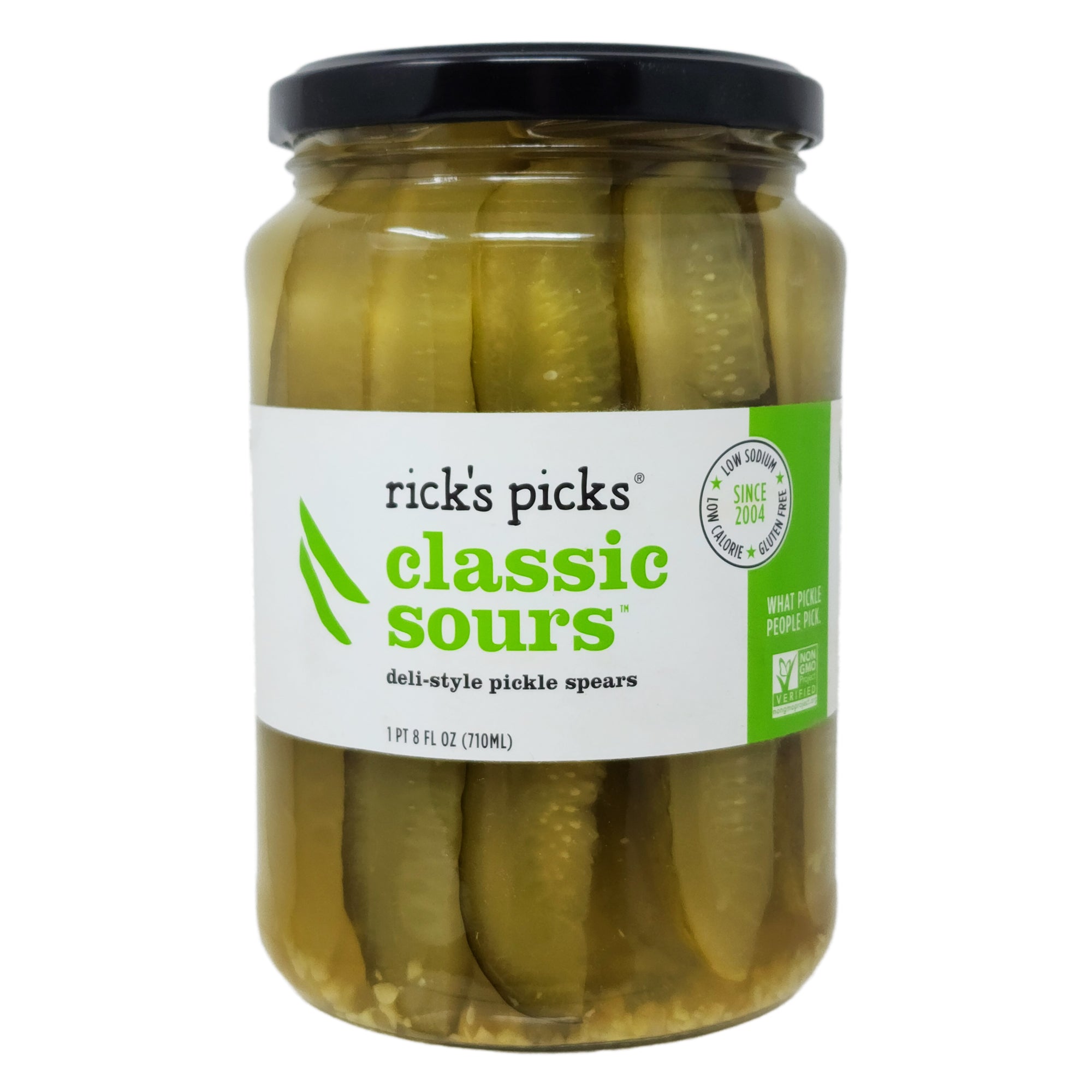 Rick's Picks Classic Sour Dill Pickle Spears - Low Sodium, 24oz Jar | Perfect for Sandwiches, Burgers & Healthy Snacking