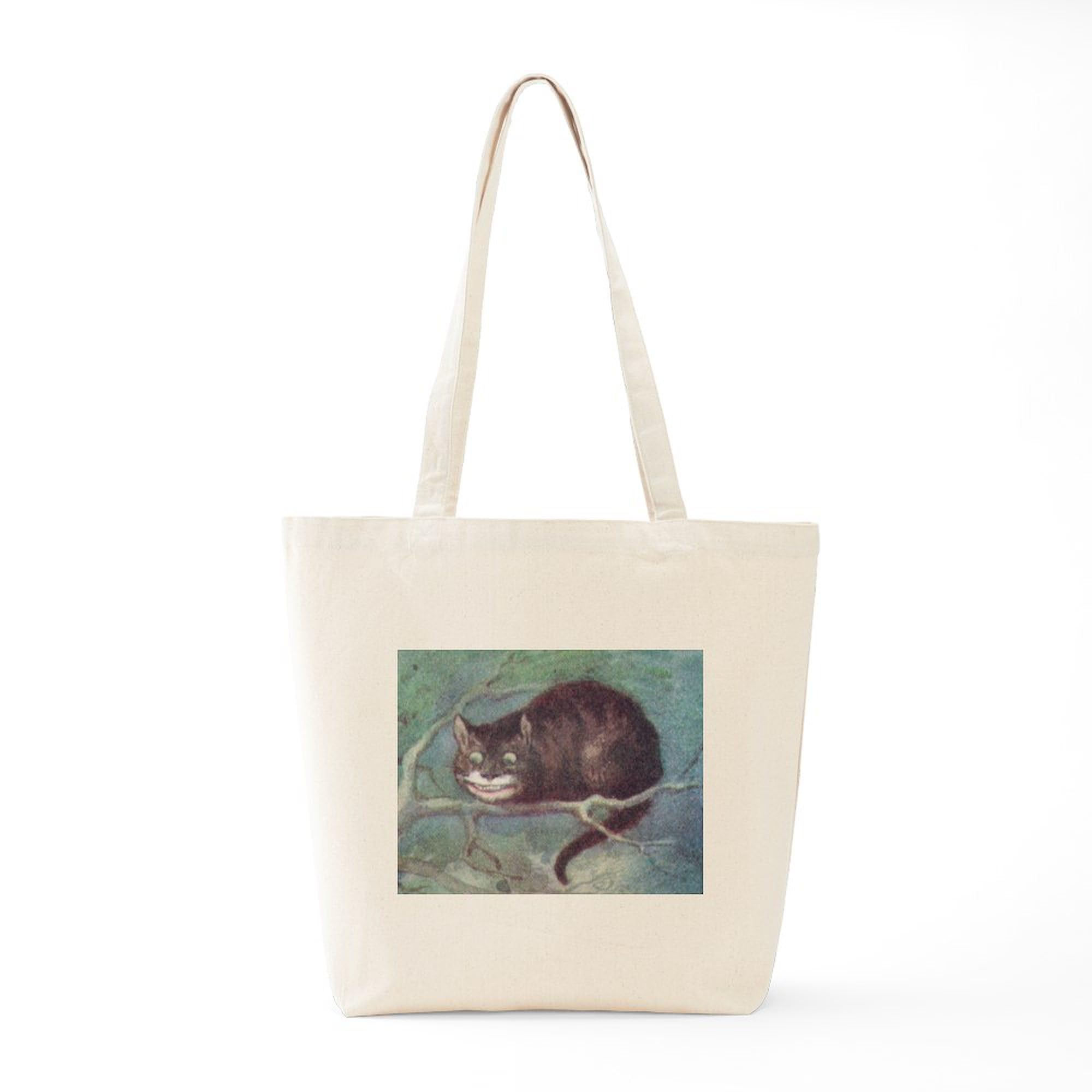 Cheshire Cat Tote Bag - Natural Canvas Reusable Shopping Bag for Groceries, Beach & Daily Use | Eco-Friendly Cotton Tote with Unique Alice in Wonderland Design