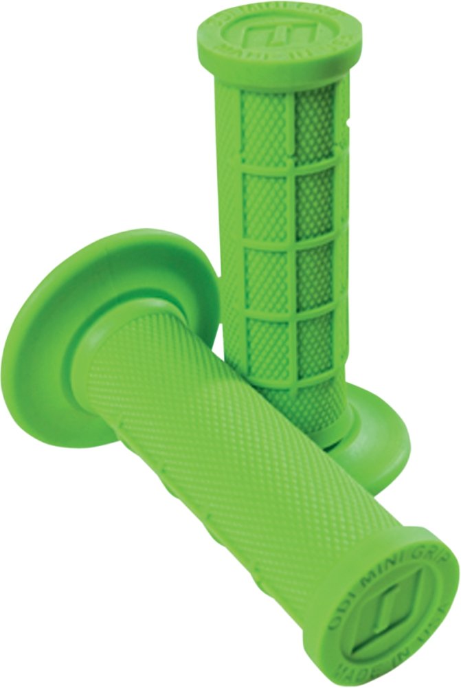 ODI Mini Half Waffle MX Grips - Durable Motorcycle Hand Grips for Off-Road & Dirt Bikes - Green Color - Perfect for MX, Enduro & Trail Riding
