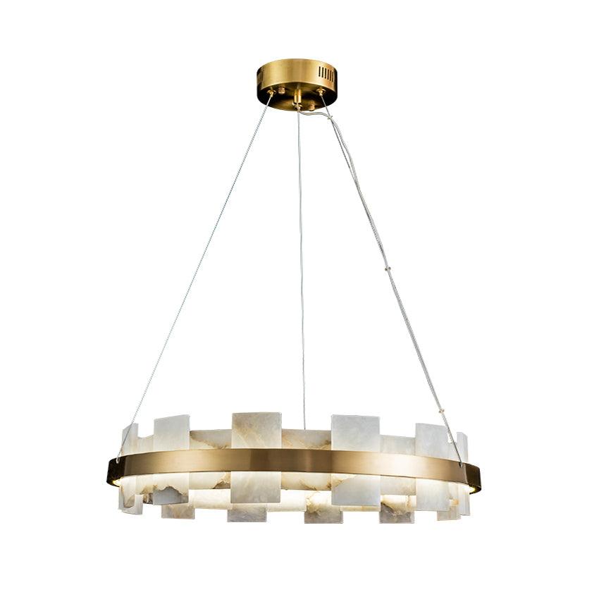 Elegant Alabaster Halo Chandelier - Modern Crystal Ceiling Light Fixture for Dining Room, Bedroom, or Living Room Decor