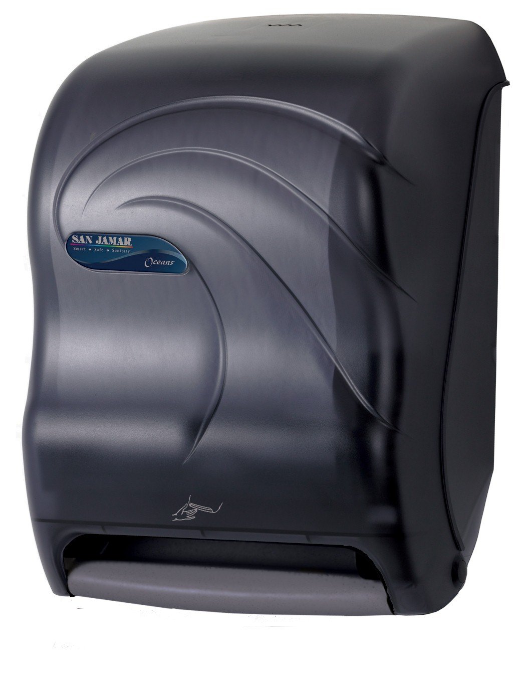 San Jamar Oceans Touchless Paper Towel Dispenser - Smart IQ Sensor System for Bathroom, Kitchen & Restaurant - Hands-Free Automatic Plastic Dispenser (Black Pearl) - Ideal for Commercial Restrooms, Food Service Areas & Hygienic Workspaces