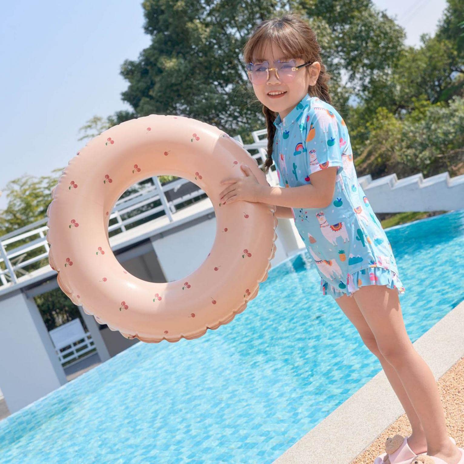 Inflatable Swim Rings for Kids & Adults - Thickened Retro Swimming Pool Float Tube - Pink Beach Toy for Girls - Summer Outdoor Water Fun & Pool Party Decor - Perfect for Beach, Pool, Backyard & Vacation Water Play