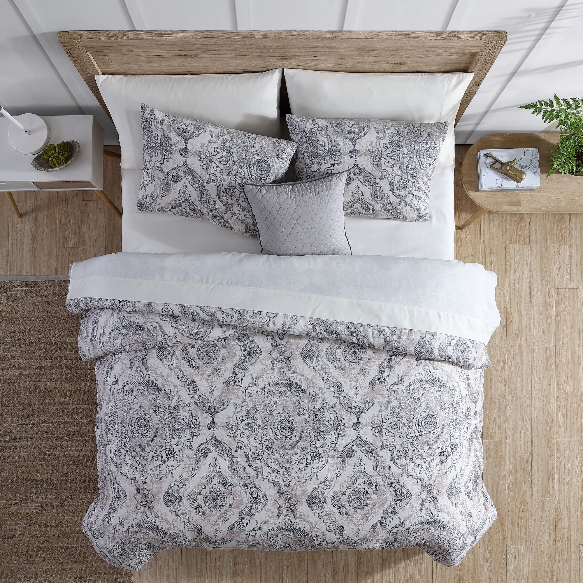 Modern Threads - Marissa Collection Reversible Microfiber Comforter Set | Elegant Printed King Size Bedding with Comforter, Sheets, Shams & Pillow | Perfect for Master Bedroom, Guest Room & Luxury Hotel Decor