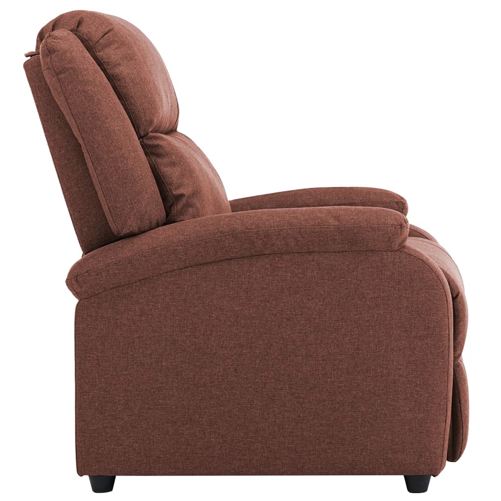 Brown Fabric TV Recliner Chair - Pushback Recliner, Accent & Club Chair with Retro Arm Design - Perfect for Living Room, Bedroom & Home Theater Relaxation