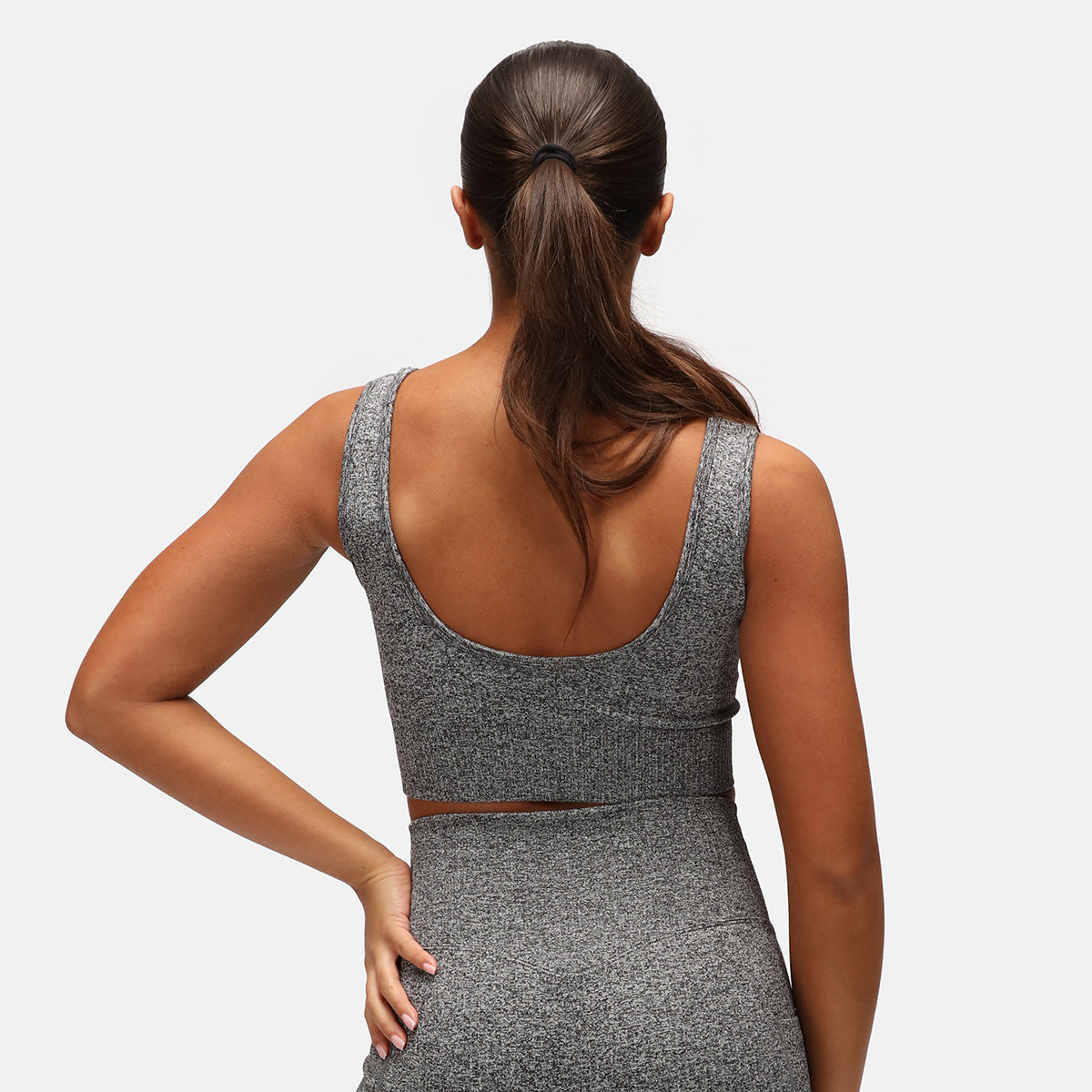 Charcoal Ribbed Seamless Bra - Comfortable Wire-Free Support for Everyday Wear, Yoga & Lounge