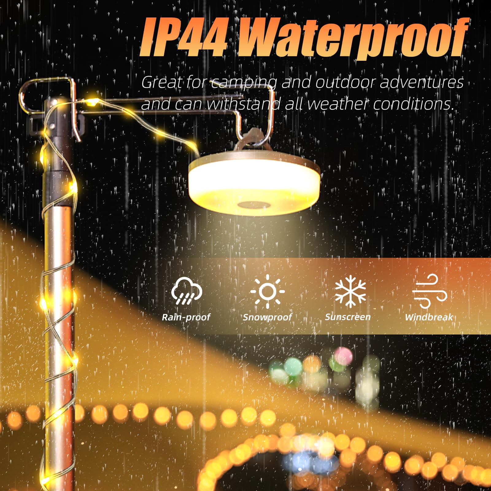 32.8ft Outdoor Camping String Lights - 10M RGB & Warm White LED Fairy Lights with 8 Lighting Modes, IP44 Waterproof, USB Powered for Camping, Hiking, Backyard, Patio & Garden Decor | Perfect for Outdoor Parties, Weddings & Holiday Lighting