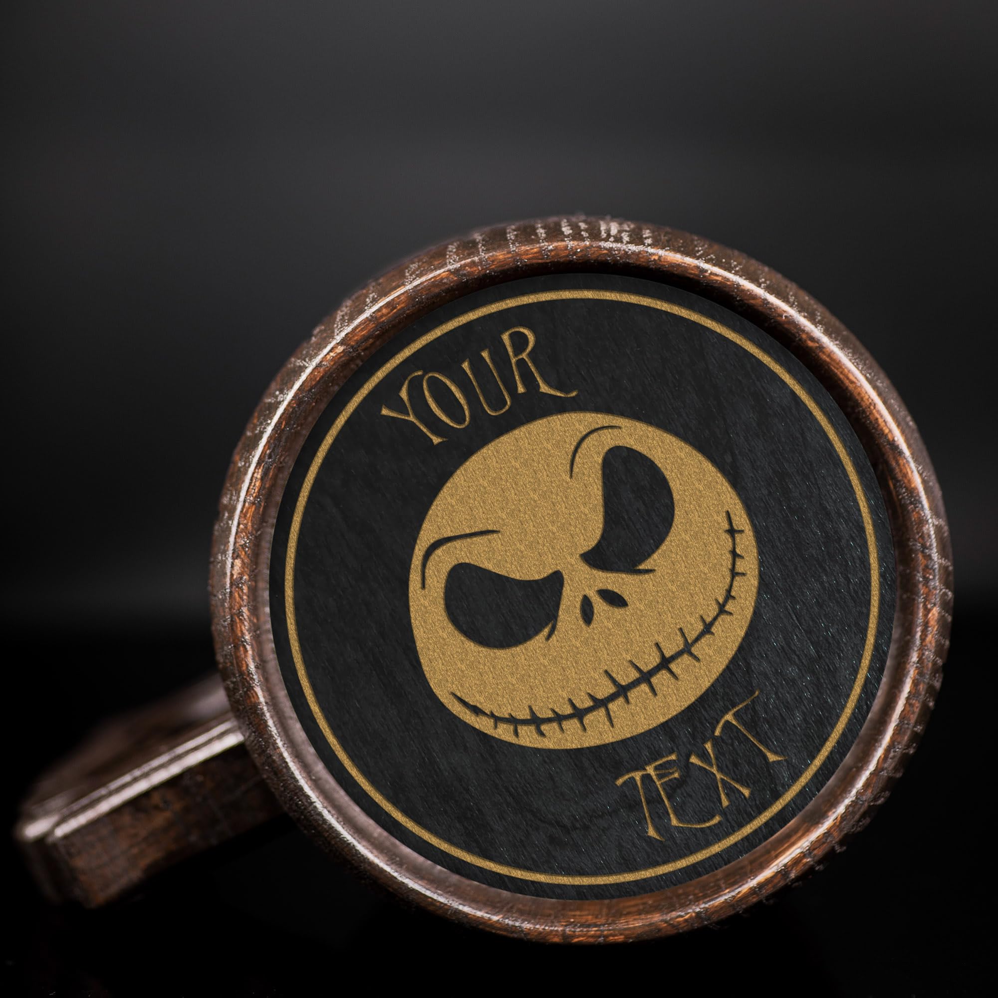 Jack Skellington Nightmare Before Christmas Custom Beer Mug - Personalized Wooden Stein Tankard - Unique Gifts for Men, Dad, Father - Perfect for Halloween, Christmas, Weddings & Anniversaries