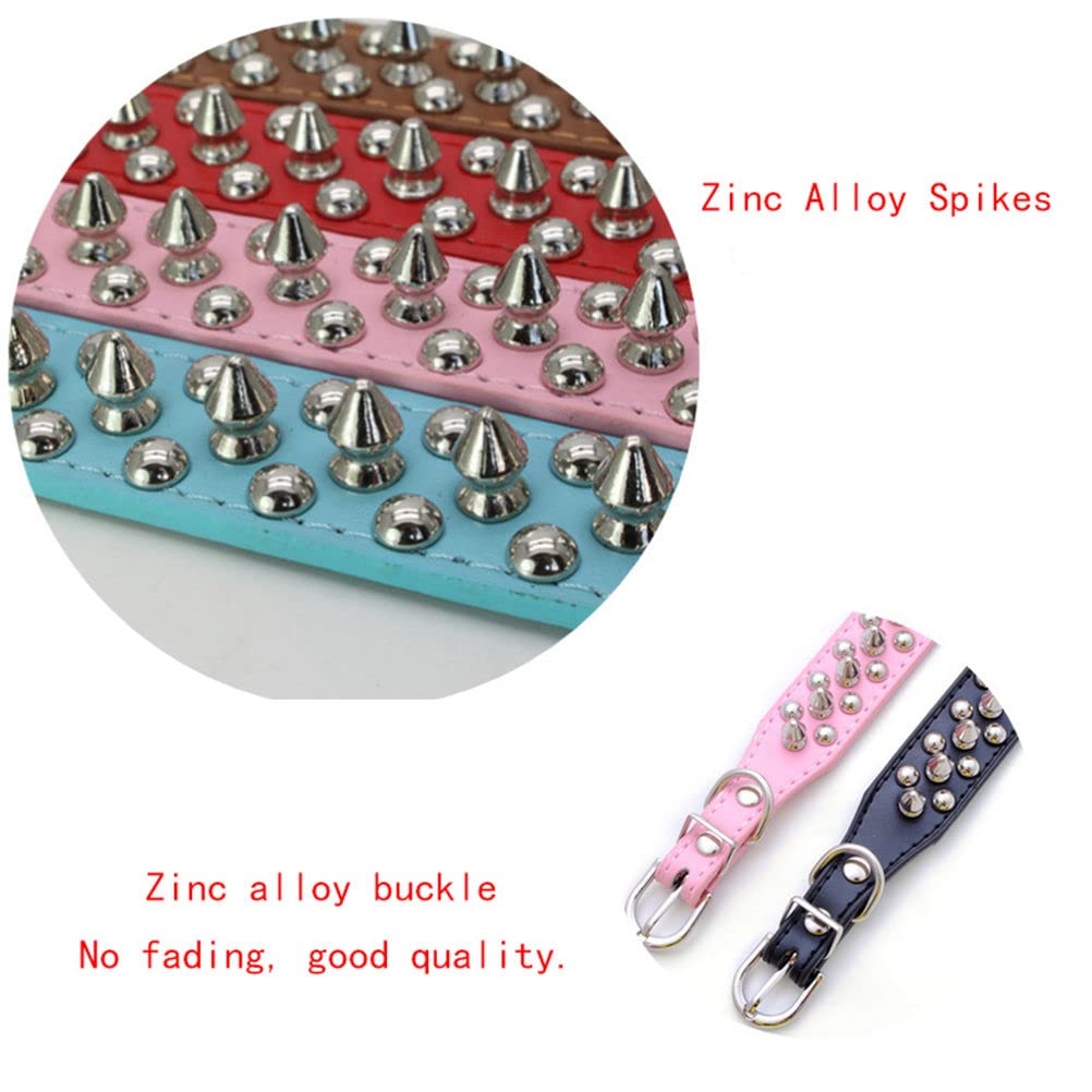 Spiked Dog Collar with Mushroom Rivets - Anti-Bite Studded Protective Pu Leather Pet Collar for XXS XS Small Medium Large Dogs, Cats & Goats - Light Blue XXSmall - Perfect for Training, Walking & Outdoor Adventures