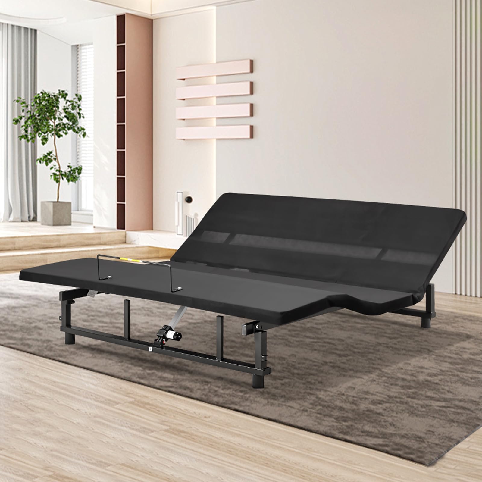 Full Size Adjustable Bed Frame with Wireless Remote - Electric Base with Head/Foot Incline, Zero Gravity & Quiet Motor - Easy Assembly Black Bed Frame for Home, Office & Guest Room Use