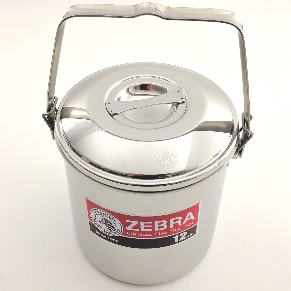 Stainless Steel Firebox Locking Bail Handle Camping Pot - Zebra Loop Handle Bushcraft Cookware Kit with SS Handle Clips (Pre-Installed) for Outdoor Cooking, Camping & Survival Gear