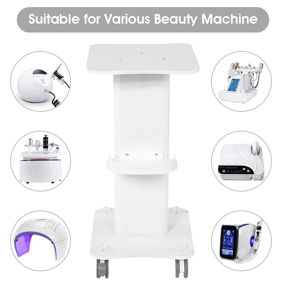 ABS Salon Trolley Cart with Wheels - Portable Beauty Hairdressing Rolling Tray for Massage Tools & Spa Equipment | White Aluminum Alloy Stand for Salon, Spa & Home Use
