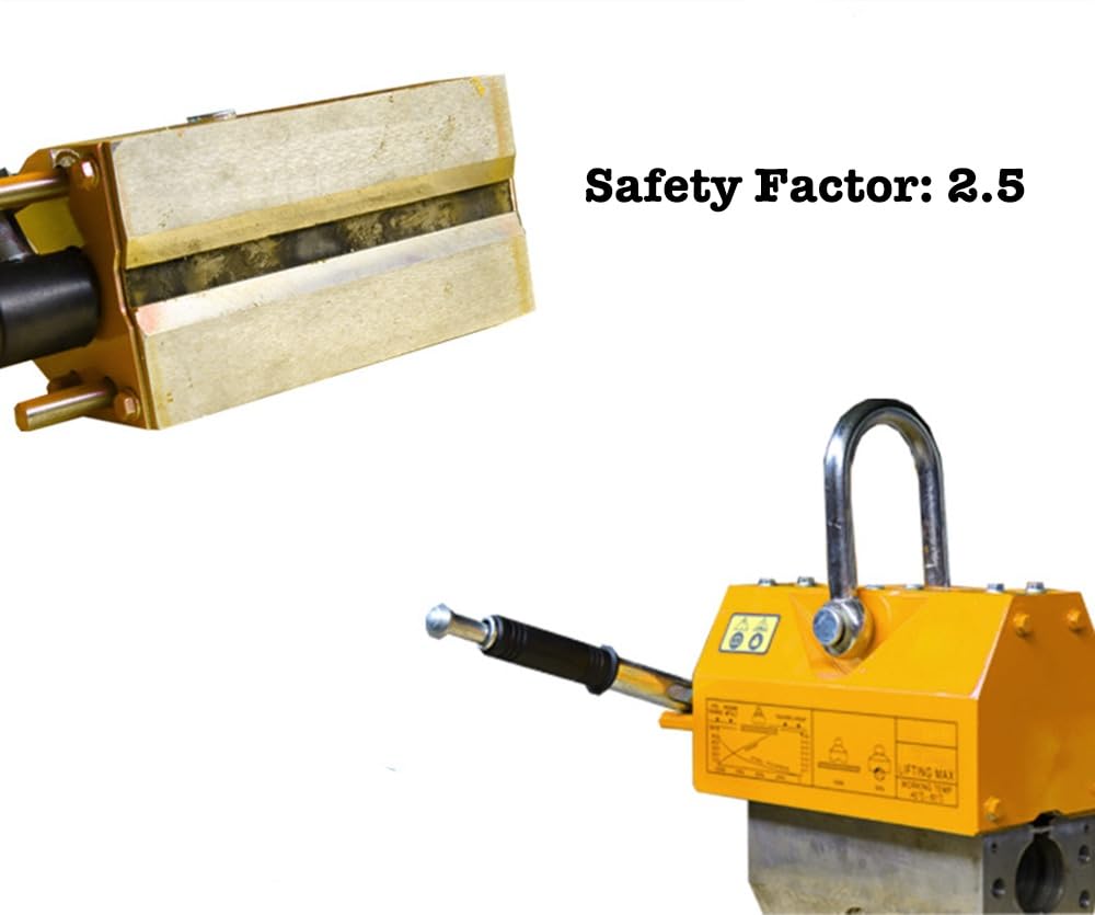 Heavy Duty Magnetic Lifter with Release - 1320 lbs/600kgf Pulling Capacity, 2.5 Safety Factor - Permanent Lifting Magnet for Steel Plates, Blocks & Boards - Ideal for Hoist, Shop Crane & Industrial Lifting Operations