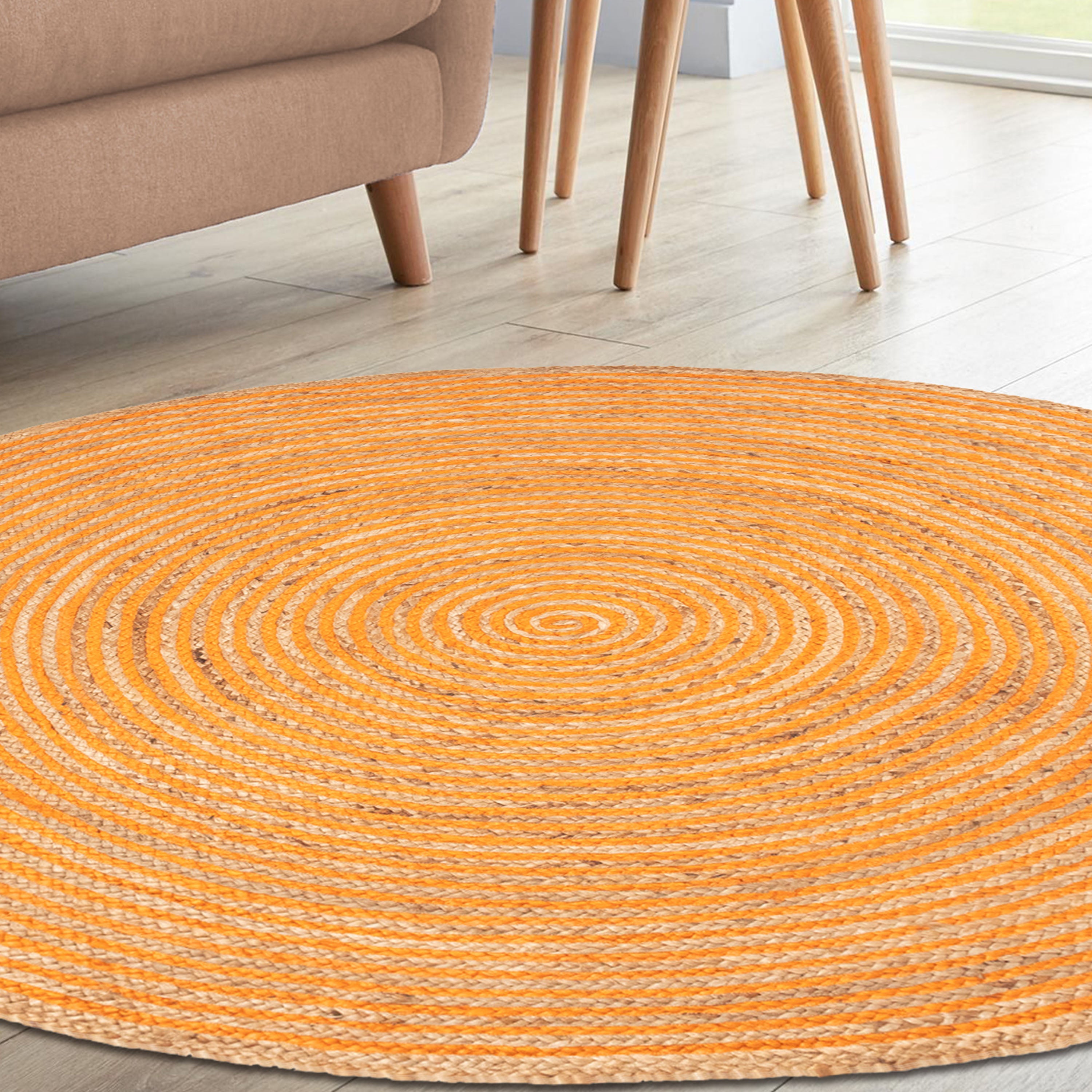 Braided Jute Reversible Handwoven Rug - Natural Fiber Indoor/Outdoor Area Rug for Living Room, Bedroom, Patio & Deck - Eco-Friendly Home Decor