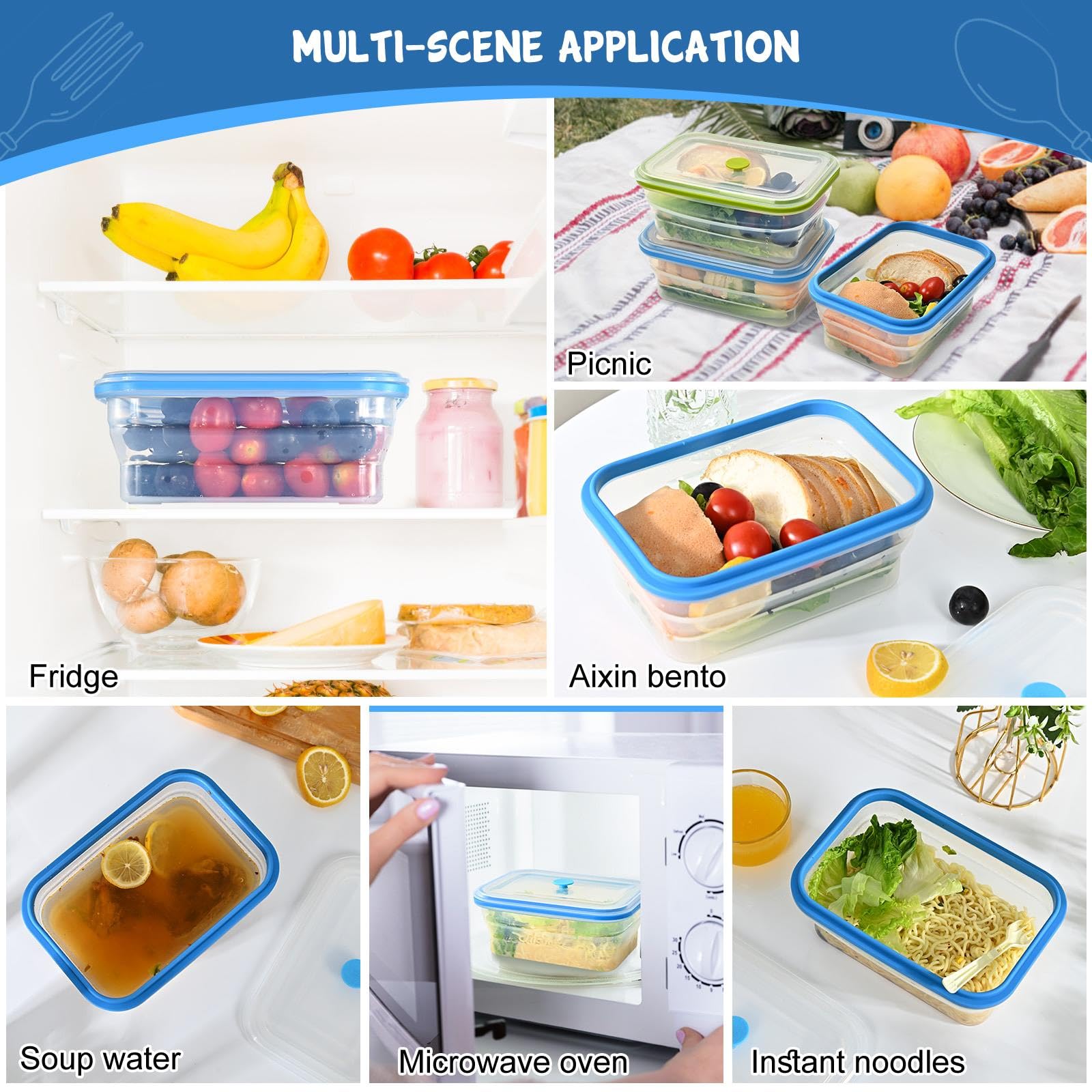 Premium Collapsible Silicone Food Storage Containers - BPA Free, Microwave & Oven Safe with Lids - 900ml/30.4oz (Green, 1 Pack) - Ideal for Travel, Camping, Baking, Meal Prep & Kitchen Organization