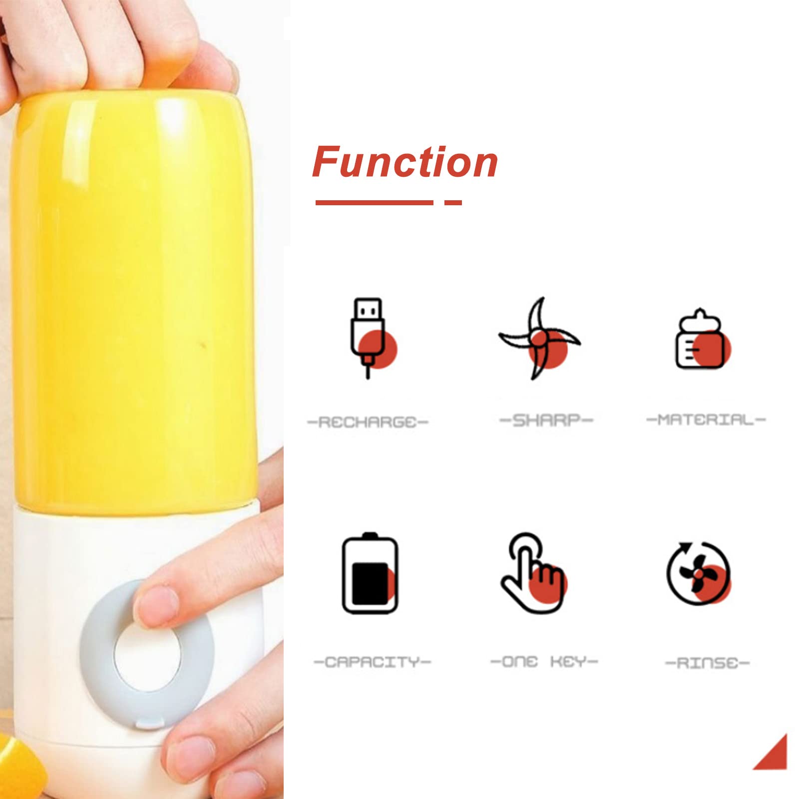 Portable USB Electric Smoothie Blender - 500ml Personal Mini Juicer Cup with 3 Blades, 1300mAh Battery for Fruits, Vegetables & Protein Shakes | Perfect for Office, Kitchen, Home & Travel | Compact White Blender (16.9oz)