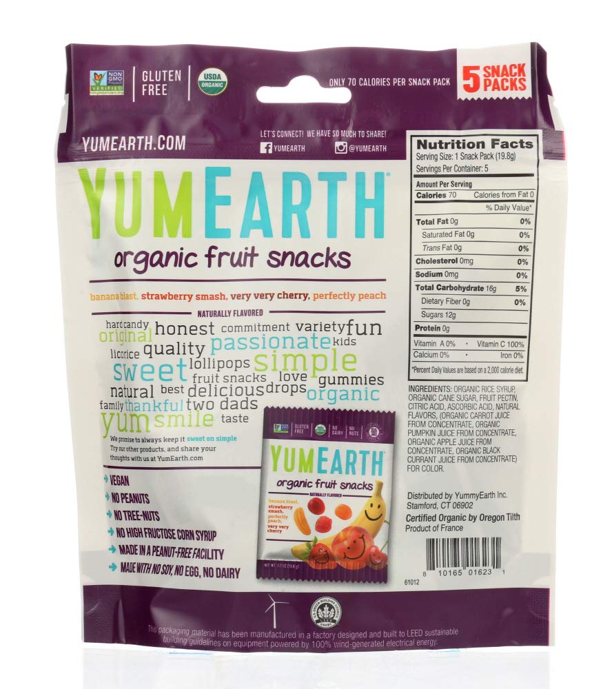 Yummyearth Organic Fruit Snacks - 5 Count Packs, 3.5 Oz (Pack of 12) | Healthy Vegan Gummy Candy for Kids & Adults | Perfect for Lunchboxes, School Snacks & On-the-Go Treats