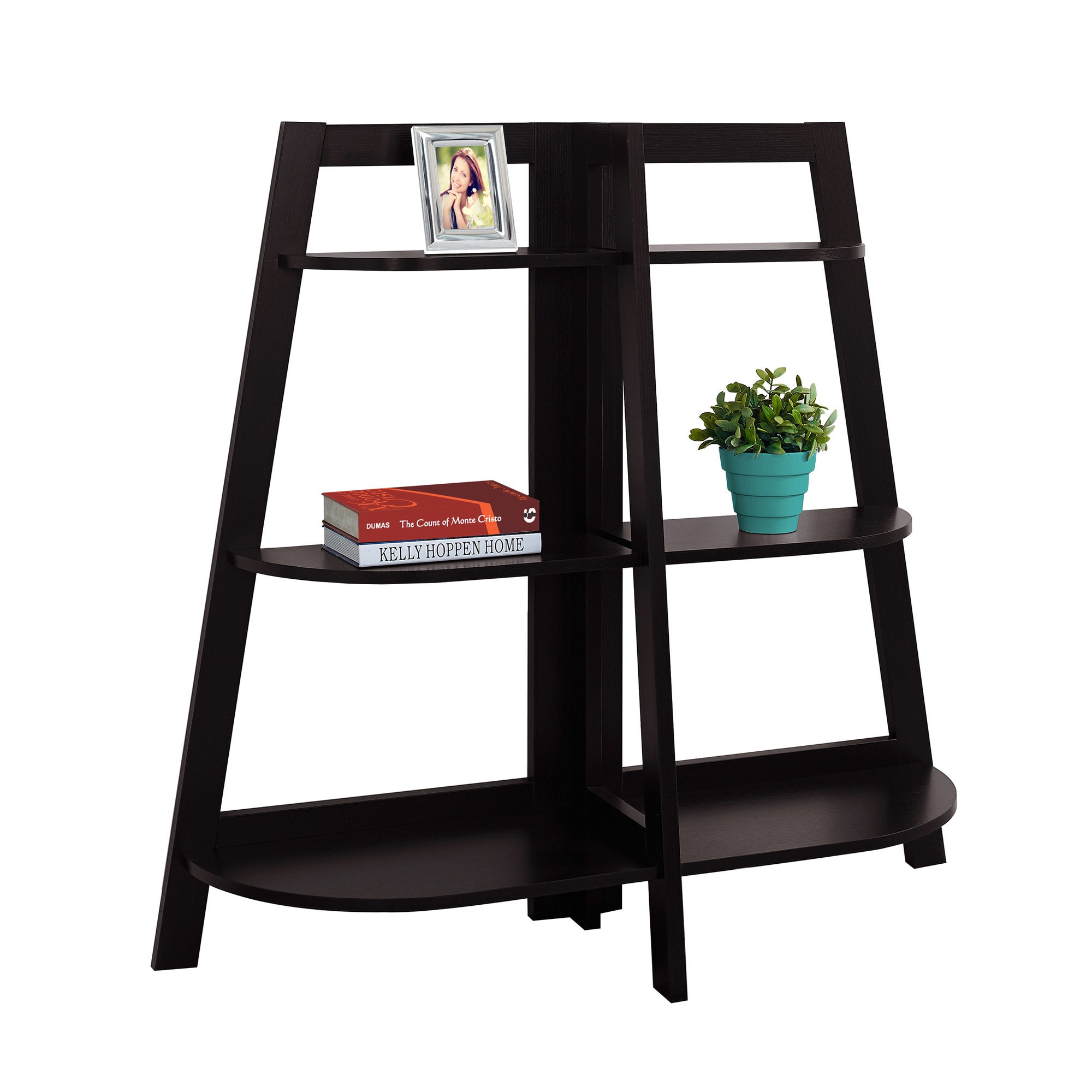 48-Inch Espresso Bookcase Shelf - Modern Wooden Bookcase with 5 Shelves for Living Room, Bedroom, or Office Storage & Display