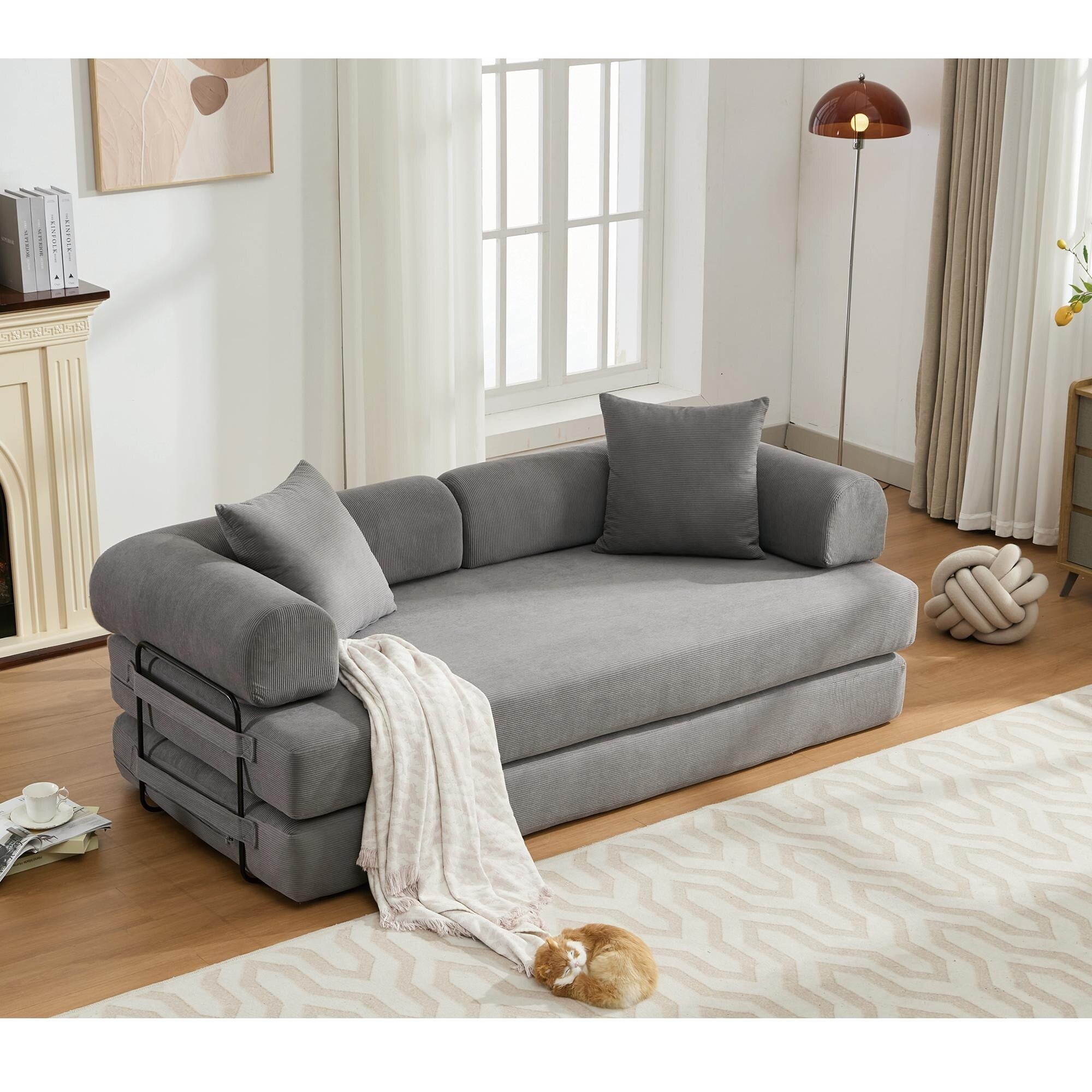 3-Seat Folding Sofa Bed - King Size Convertible Sleeper with High-Density Foam & Non-Slip Pad - Perfect for Small Spaces, Guest Rooms & Apartments