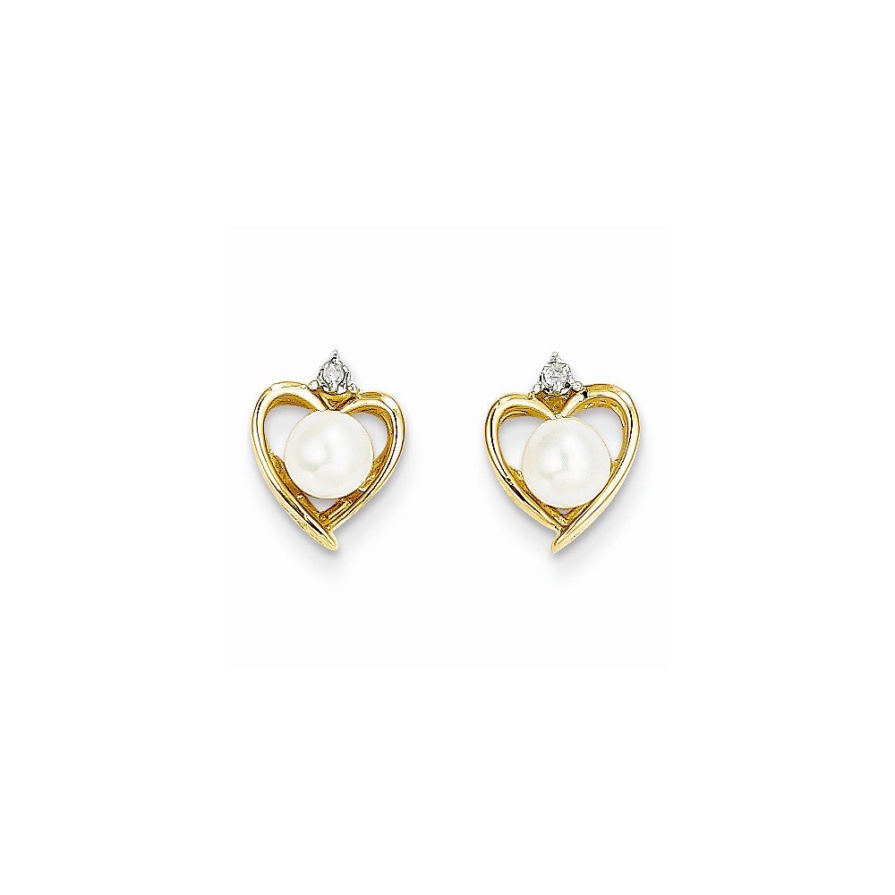 14K Gold Diamond & Freshwater Cultured Pearl Stud Earrings for Women - Elegant Gift for Wedding, Anniversary, and Special Occasions