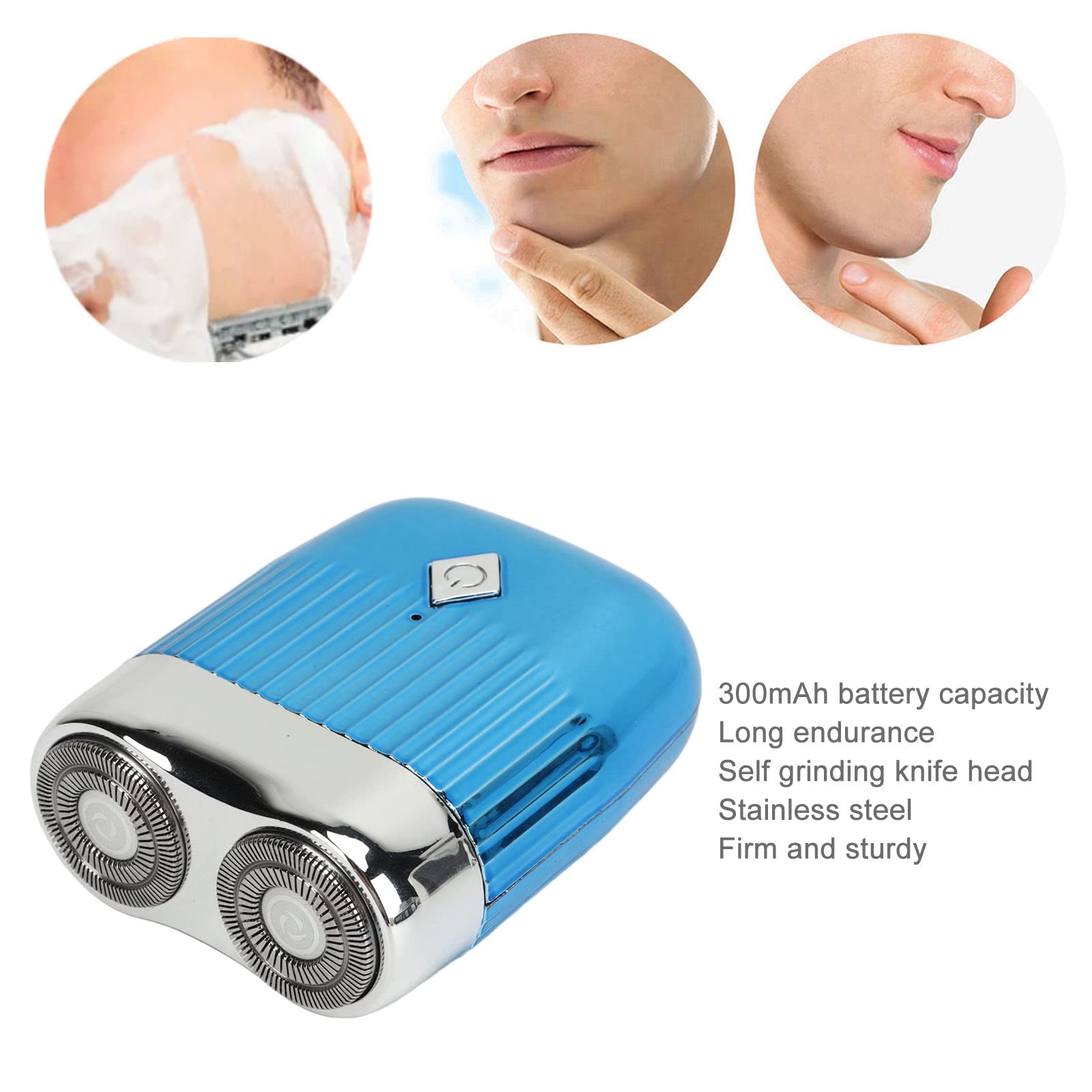 Premium Rotary Electric Shaver for Men - Waterproof, Rechargeable & Travel-Friendly with Dual Stainless Steel Blades - Ideal for Smooth Shaving at Home, Gym & Business Trips (Blue)
