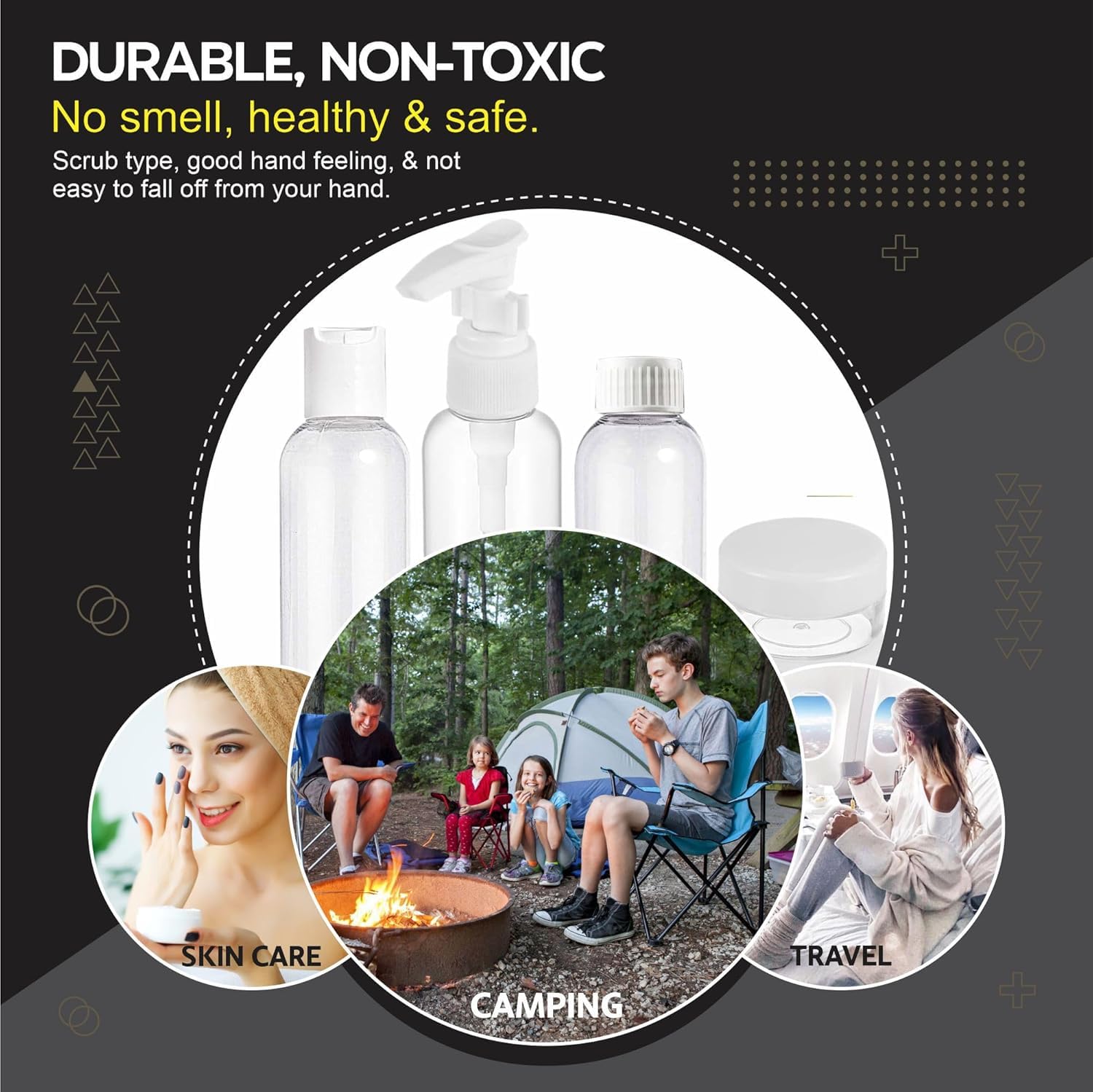 Refillable Travel Bottles for Liquids - Leak Proof Airplane Approved Toiletries Containers | Portable Cosmetic Accessories for Air Travel, Gym, and Daily Use