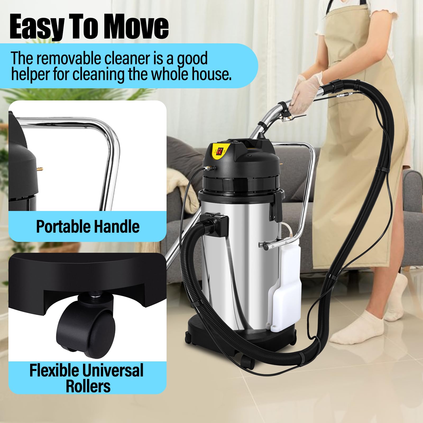 11Gal Commercial Carpet Cleaning Machine - 3-in-1 Carpet Extractor, Sprayer & Vacuum Washer with 1000W Motor & 40L Tank for Deep Cleaning Carpets, Upholstery & Auto Detailing | Perfect for Hotels, Offices & Car Wash Businesses
