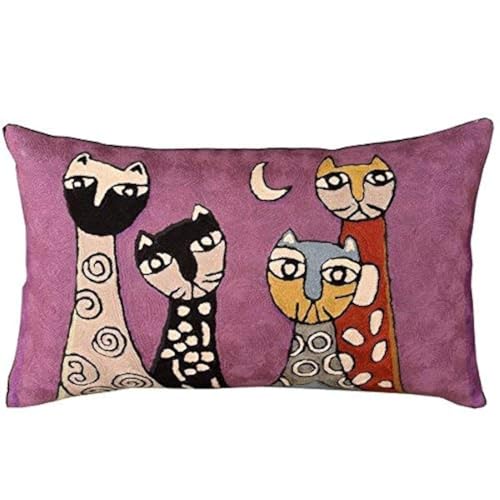 Purple Cats Lumbar Pillow