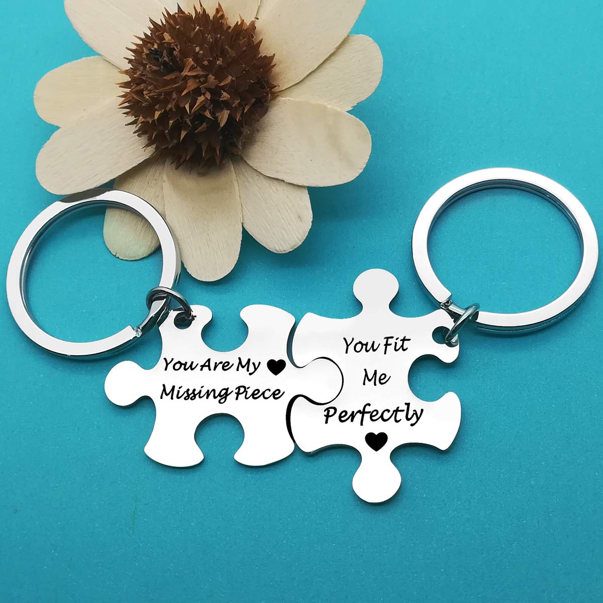 Valentine's Day Gifts for Couples - 'You Are My Missing Piece' Matching Keychain Set for Boyfriend & Girlfriend | Romantic Anniversary, Christmas & Birthday Presents | Perfect for Long-Distance Relationships & Special Occasions