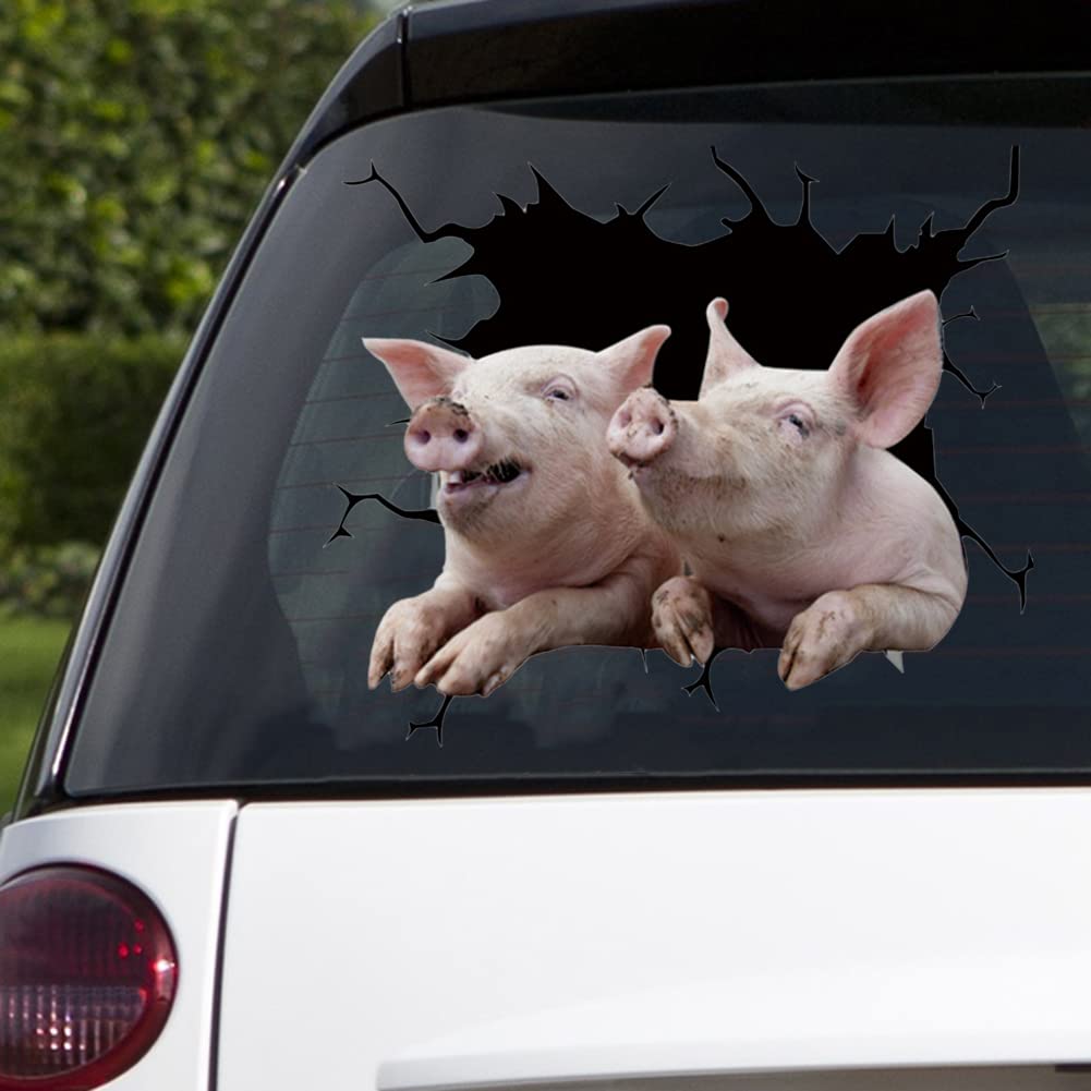 Eforcase 4-Piece 3D Animal Crack Car Stickers - Funny Pigling Vinyl Window Decals, Transparent Car Clings for Vehicles | Perfect for Car Windows, Trucks, SUVs & Personalizing Your Ride
